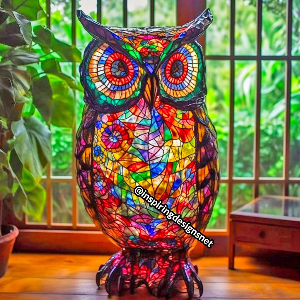 Oversized Stained Glass Lamps shaped like owl