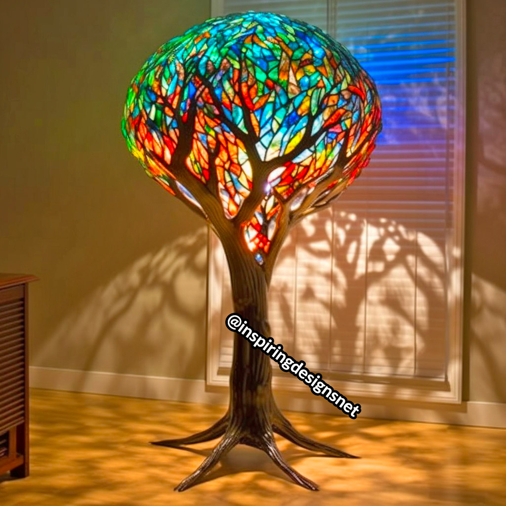 Oversized Stained Glass Lamps shaped like tree