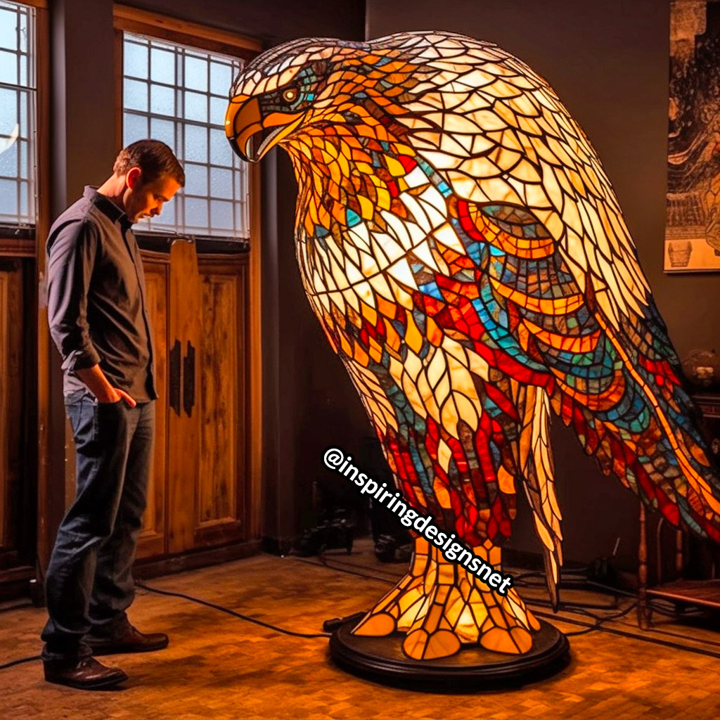 Oversized Stained Glass Lamps shaped like eagle