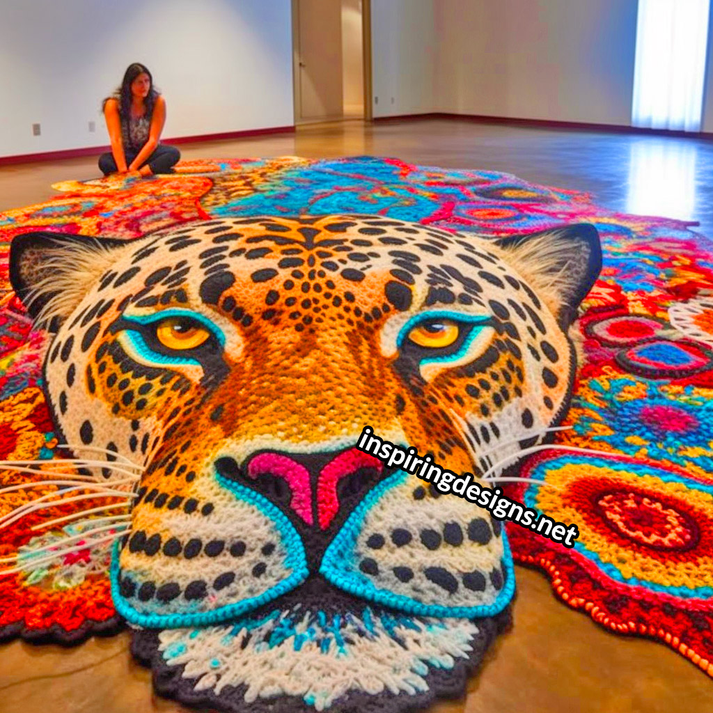 Giant Crochet Leopard Rug