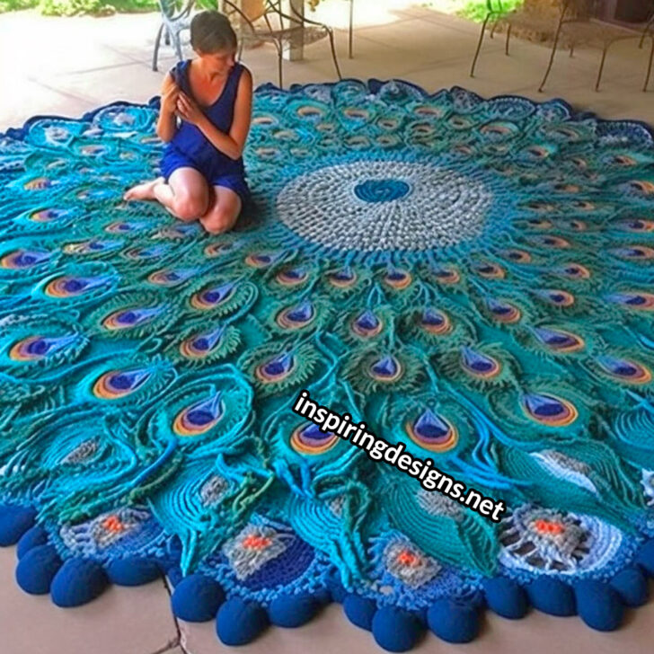 20+ Giant Crochet Animal Rug Designs (Including a Stunning Peacock Rug