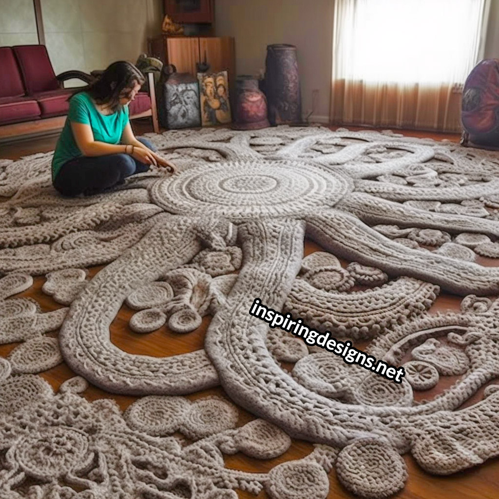 Giant Crochet Octopus Rug