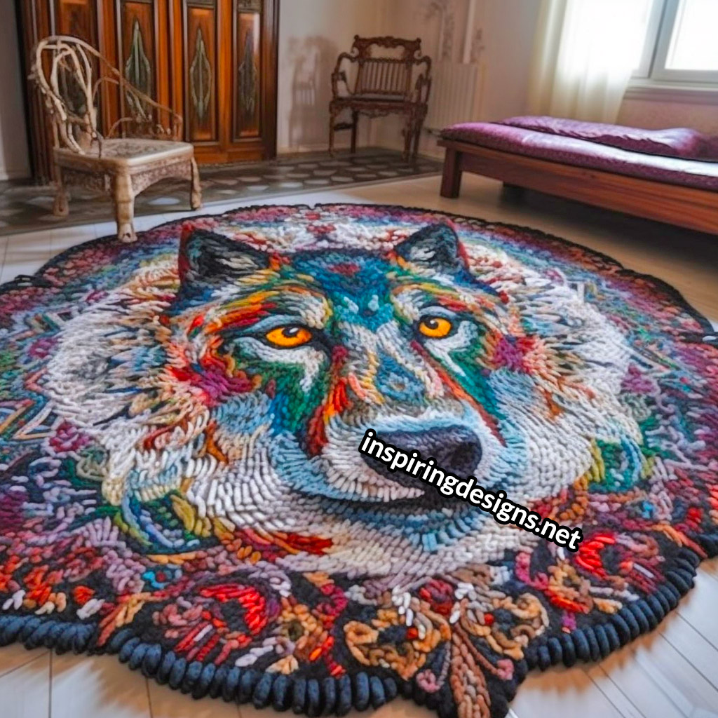 Giant Crochet Wolf Rug