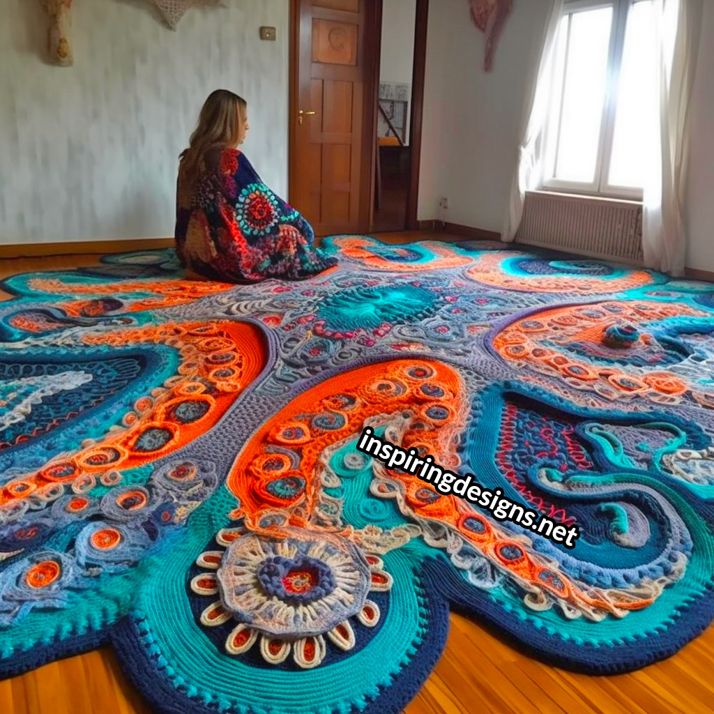 Giant Crochet Octopus Rug