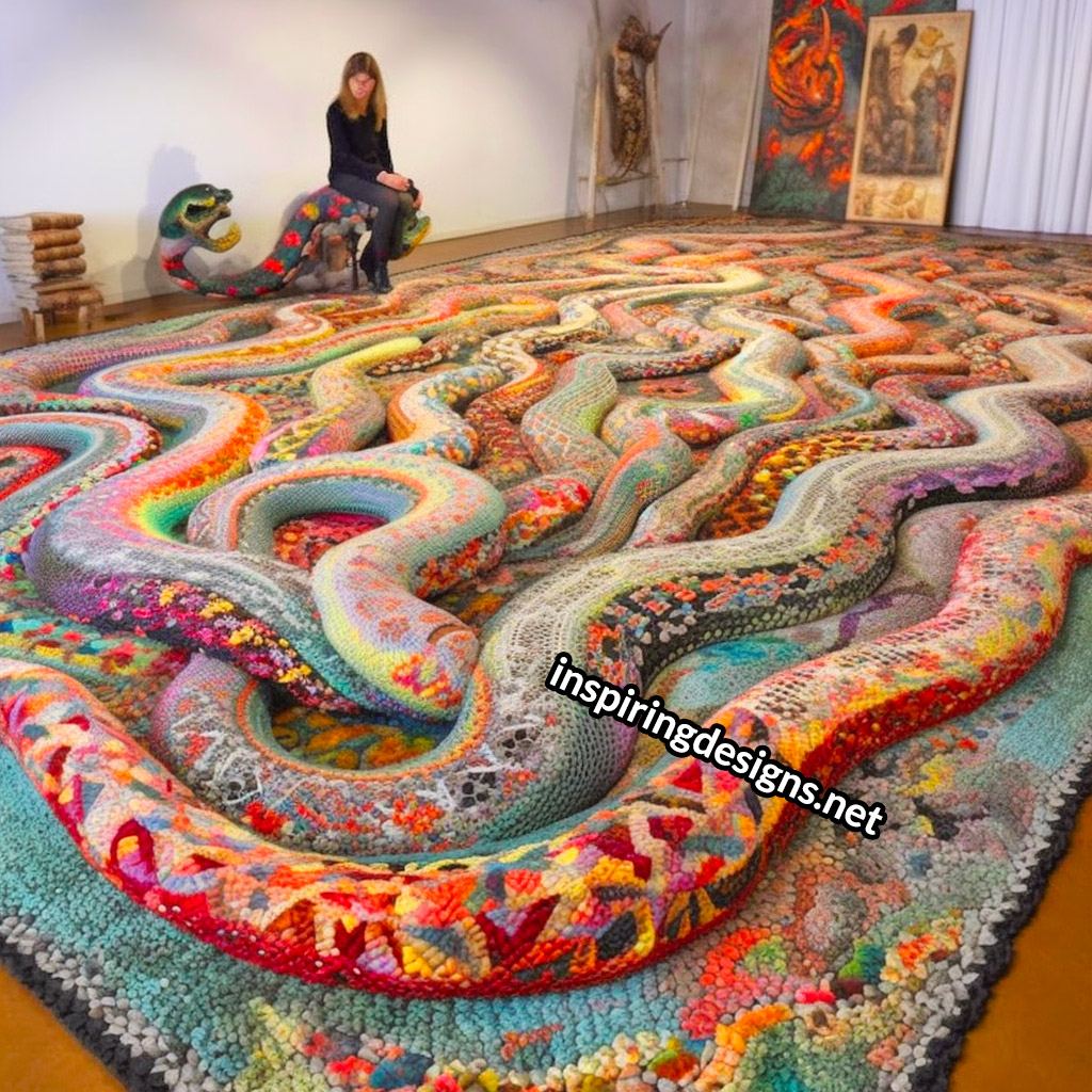 Giant Crochet Snakes Rug