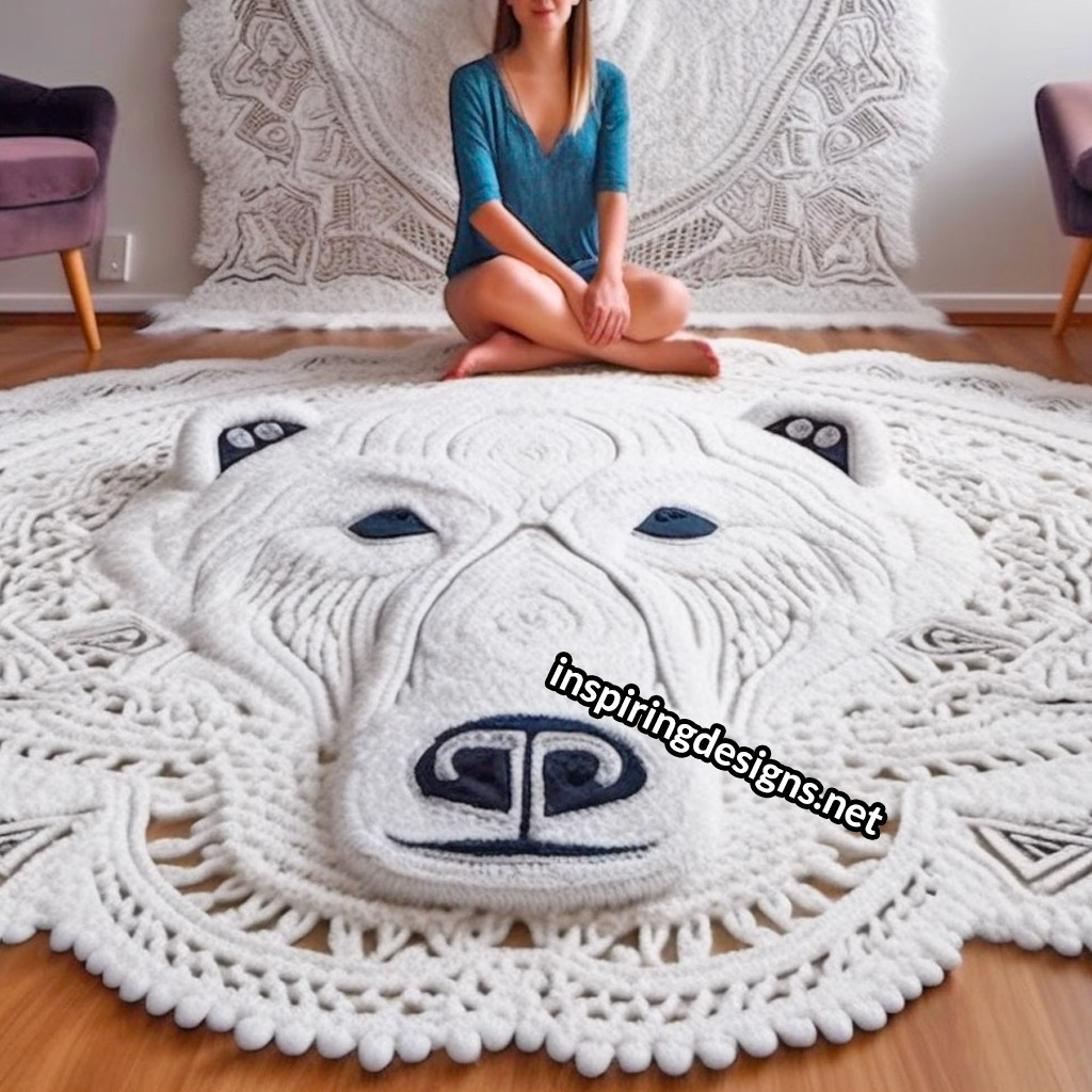 Giant Crochet Polar Bear Rug