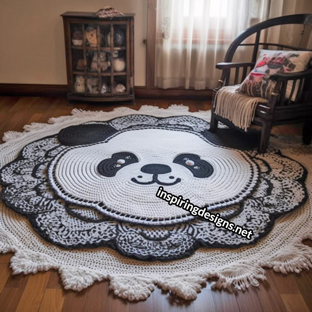 Giant Crochet Panda Bear Rug