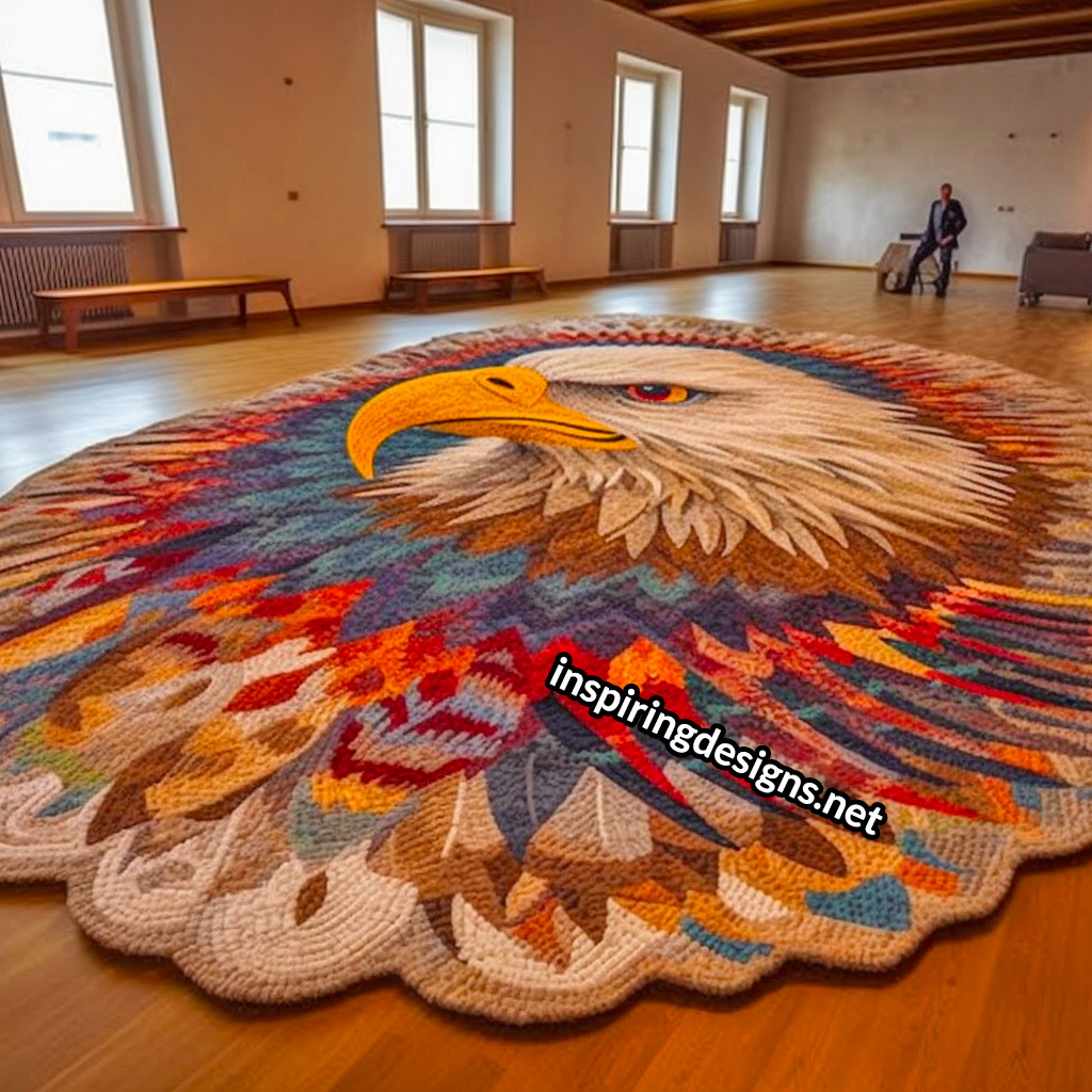 Giant Crochet Bald Eagle Rug