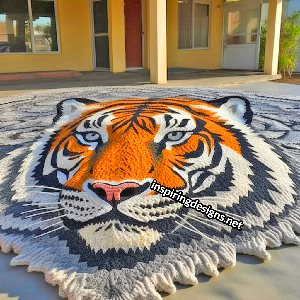 Giant Crochet Tiger Rug
