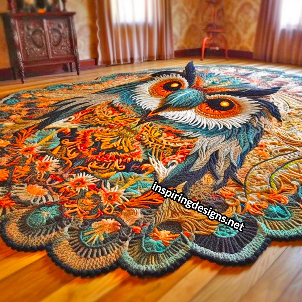 Giant Crochet Owl Rug