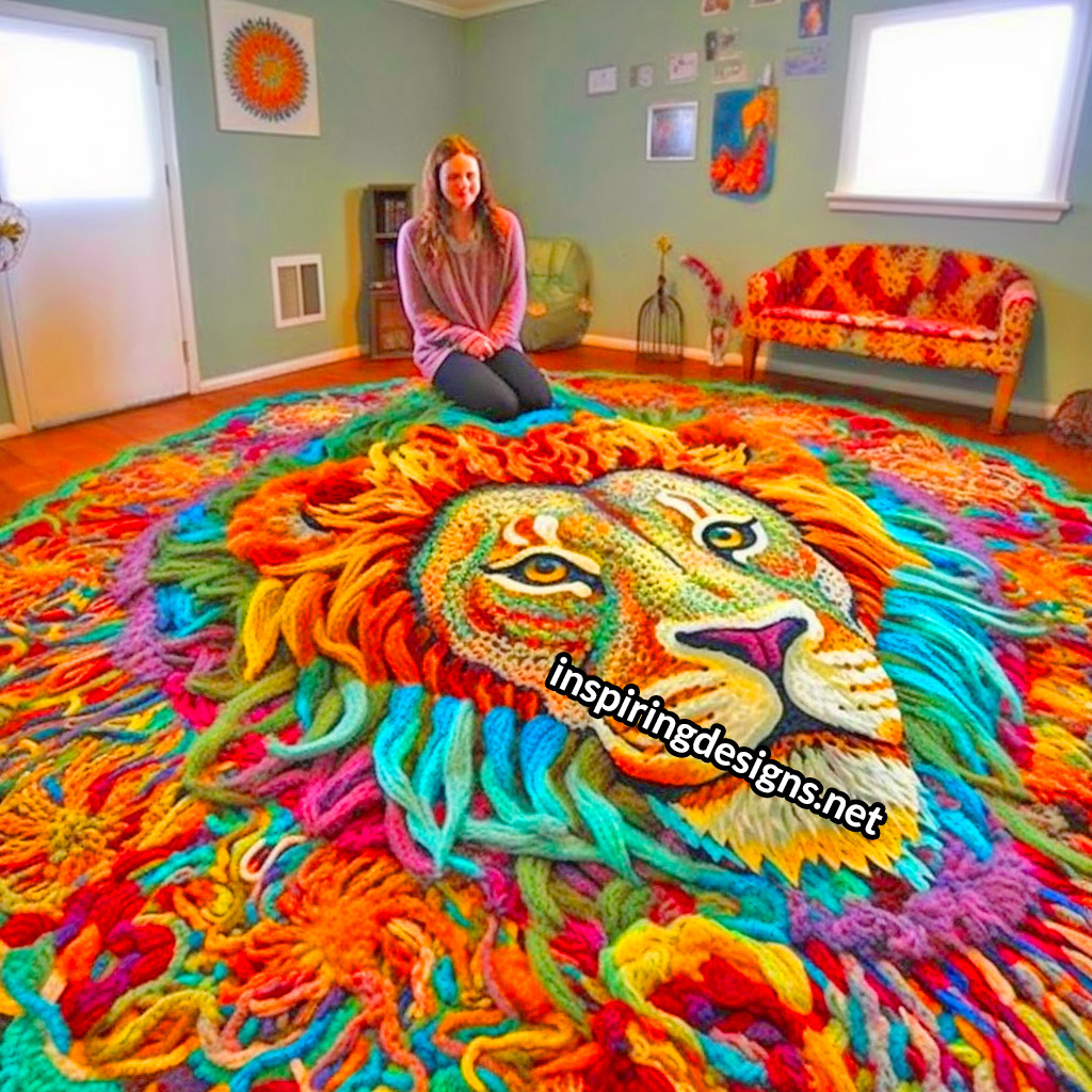 Giant Crochet Lion Rug