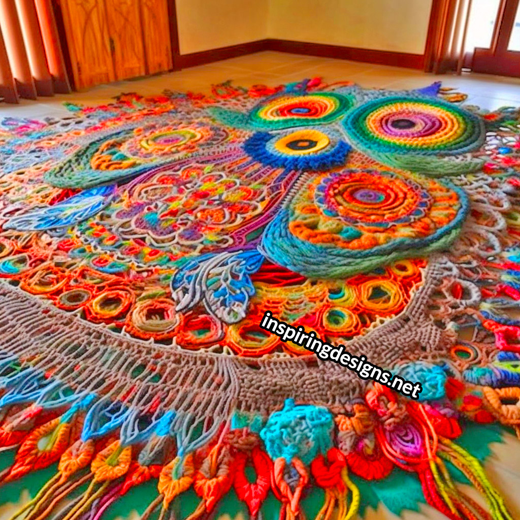 Giant Crochet Owl Rug