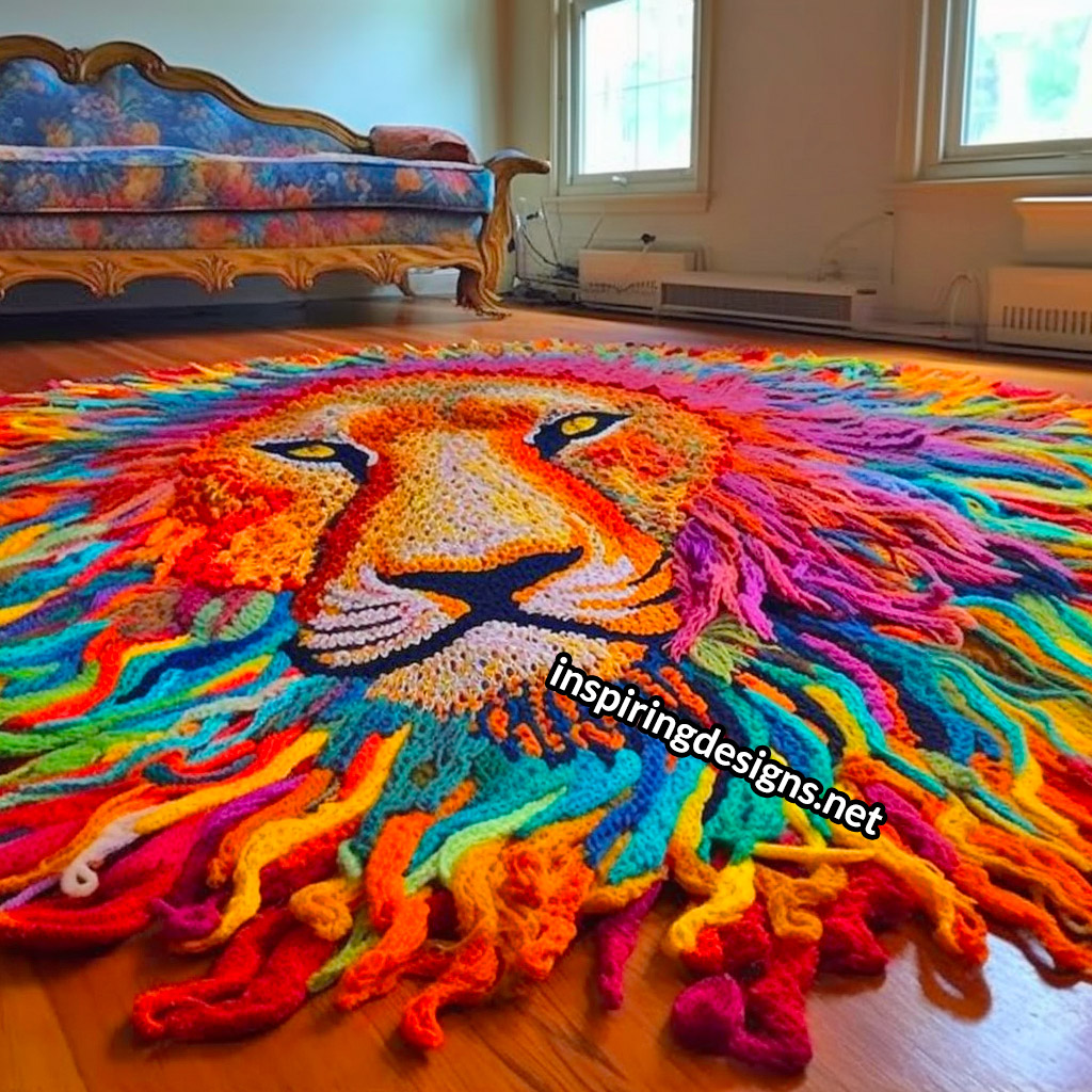 Giant Crochet Lion Rug