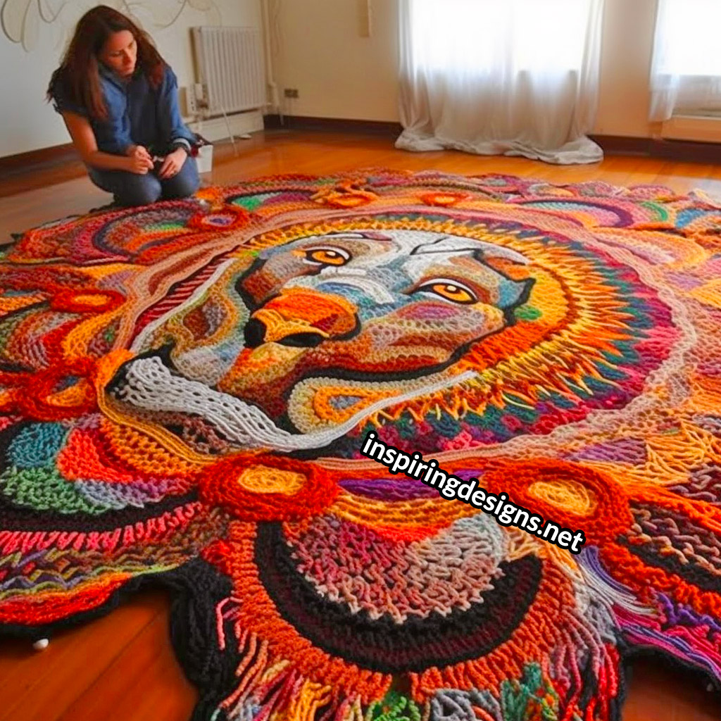 Giant Crochet Lion Rug