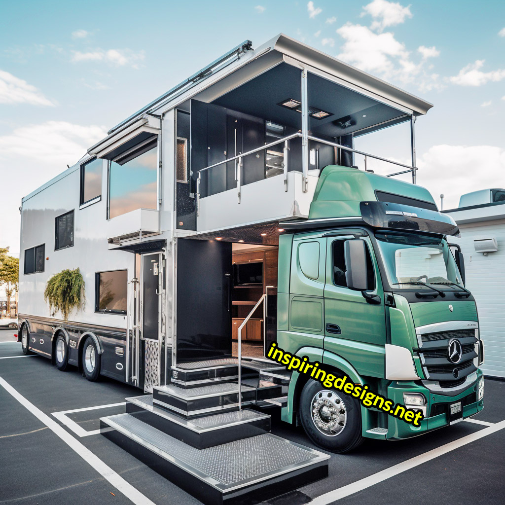 Semi-Truck RV Conversions With Balconies