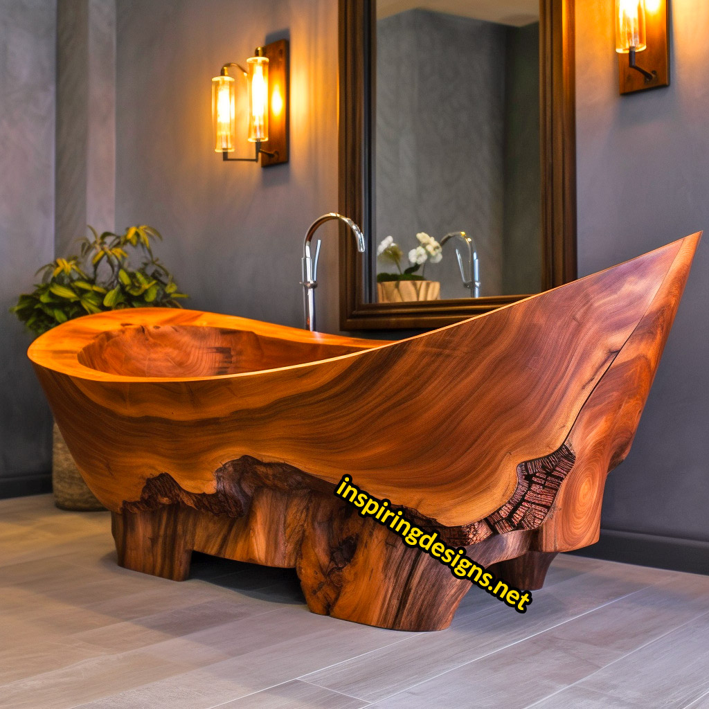 Live Edge Wooden Bathtub