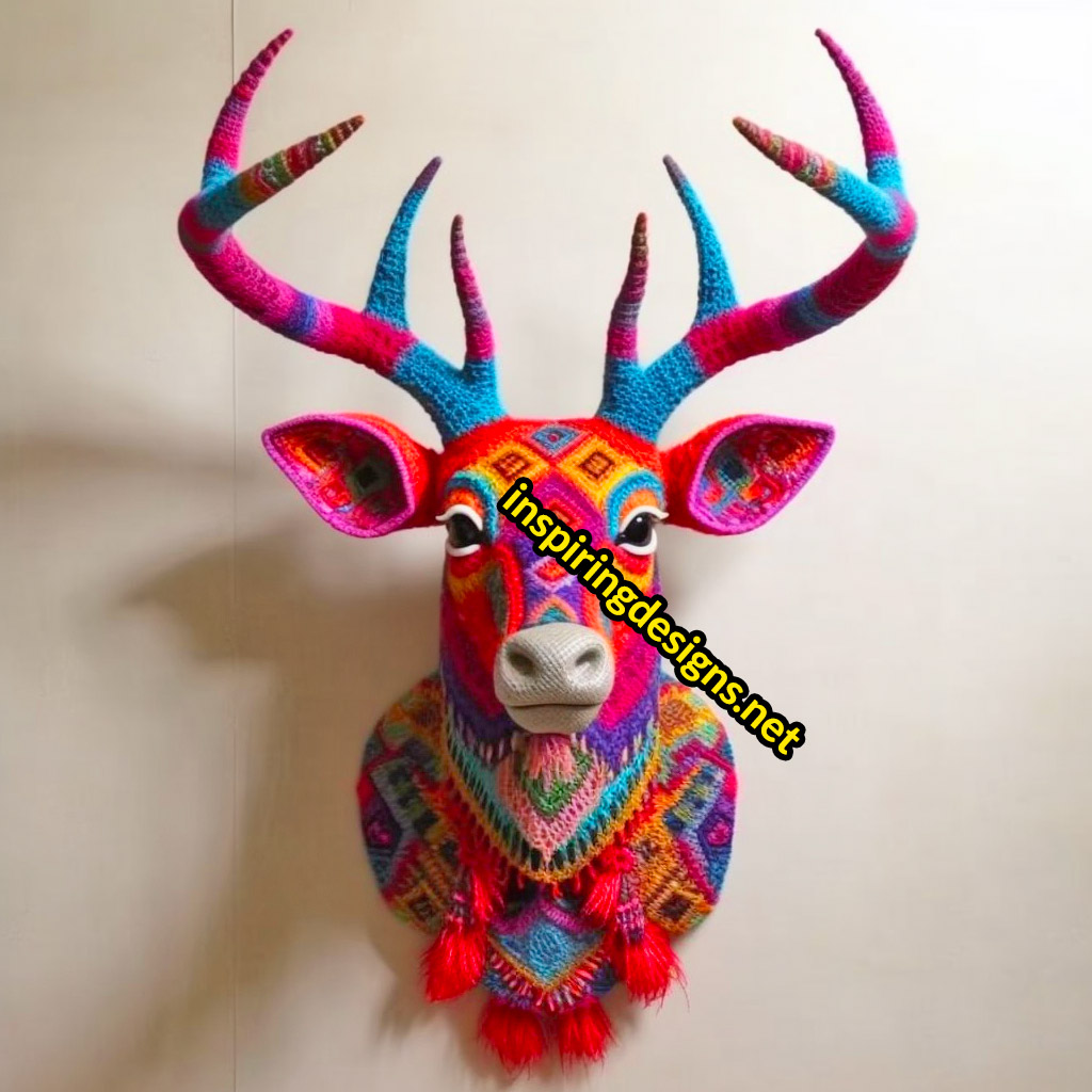 Crochet Animal Mounts - Crochet deer mount