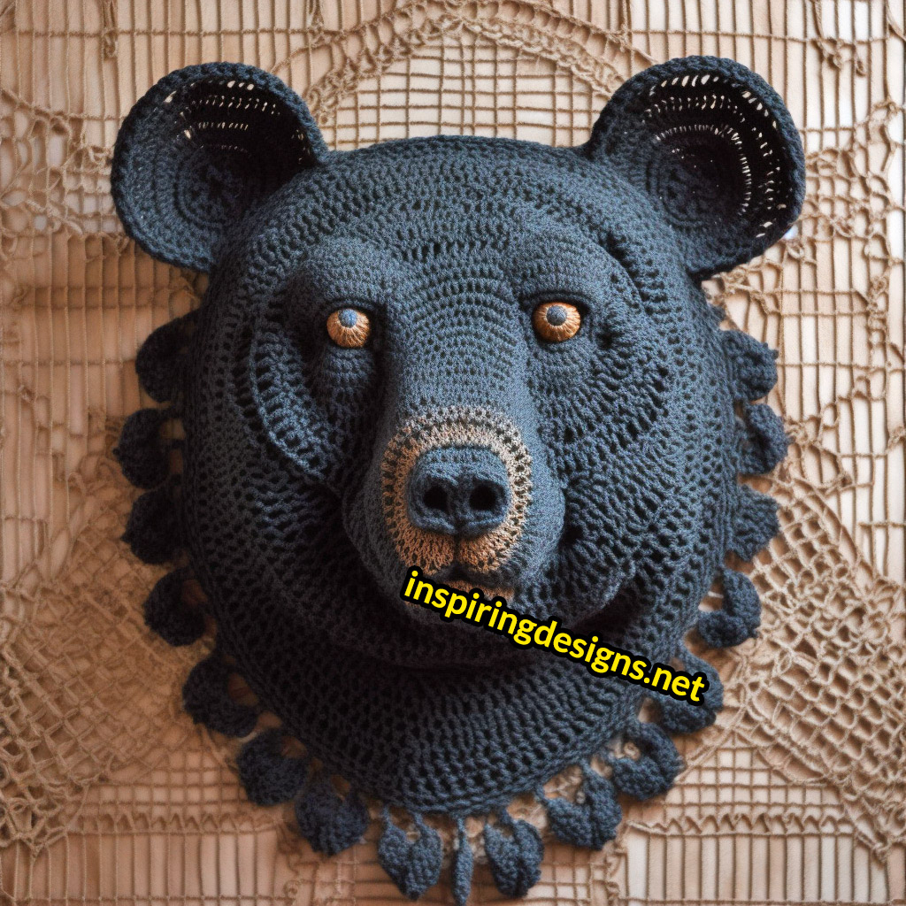 Crochet Animal Mounts - Crochet black bear mount