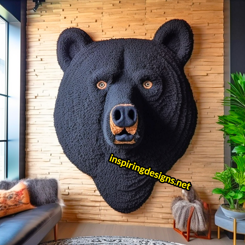 Crochet Animal Mounts - Crochet black bear mount