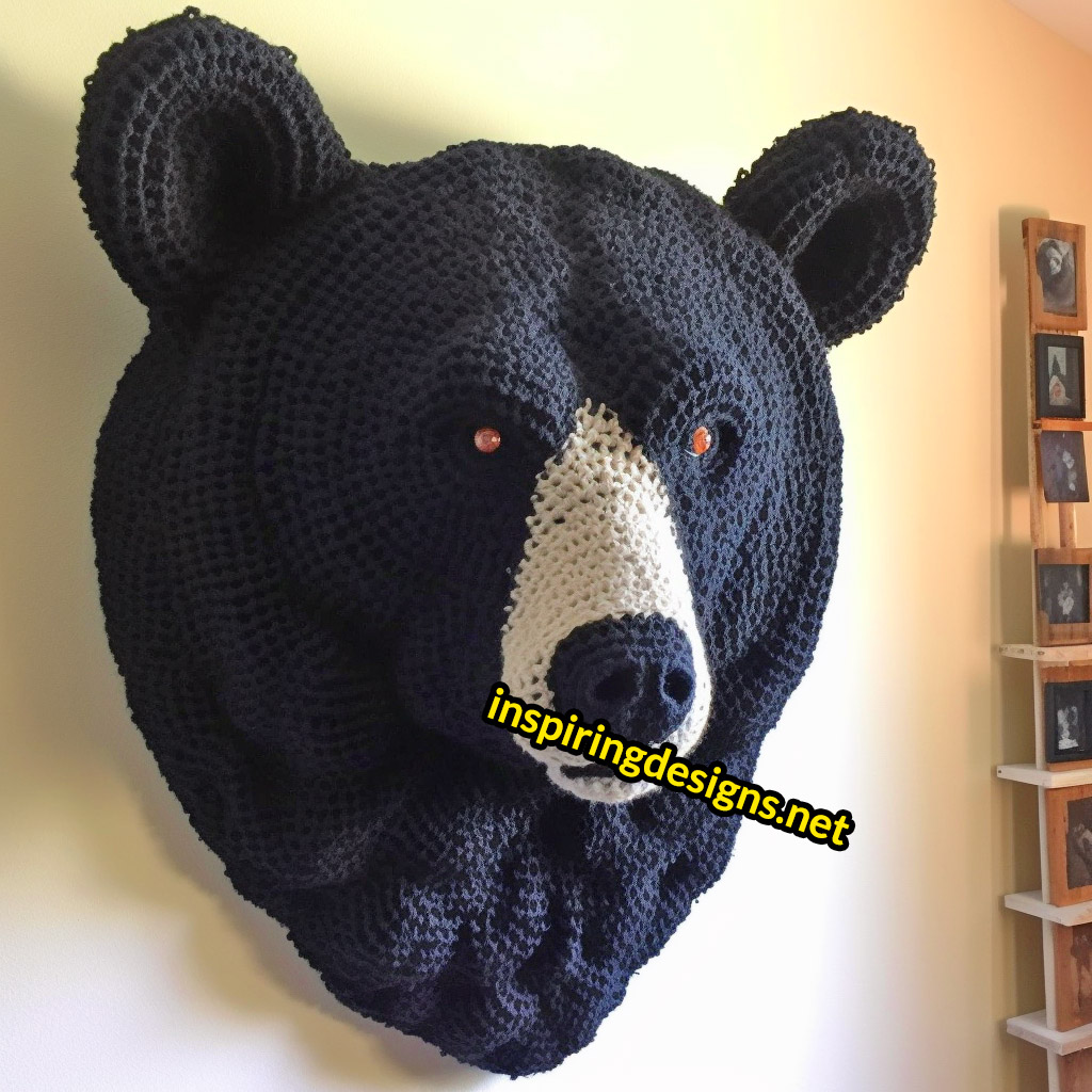 Crochet Animal Mounts - Crochet black bear mount