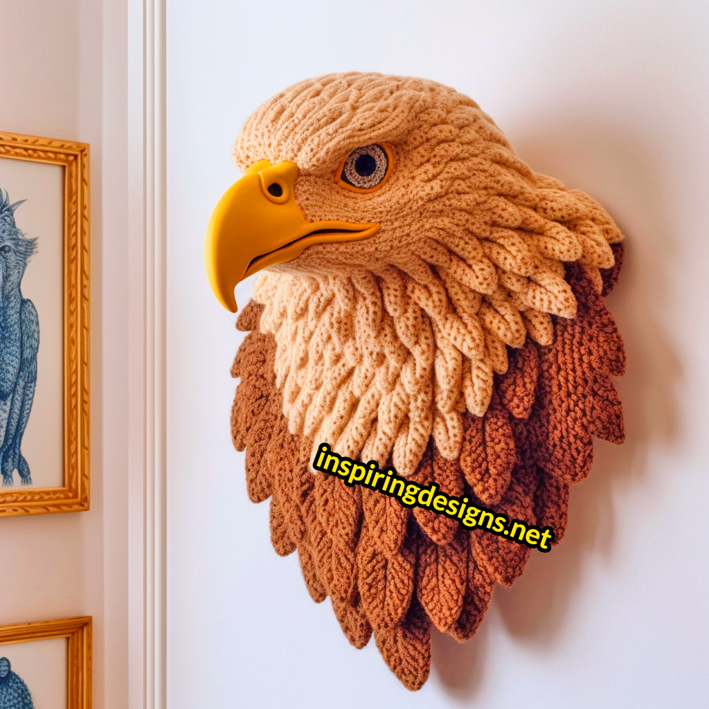 Crochet Animal Mounts - Crochet eagle mount