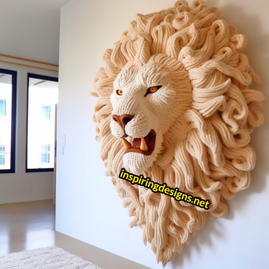 Crochet Animal Mounts - Crochet lion mount