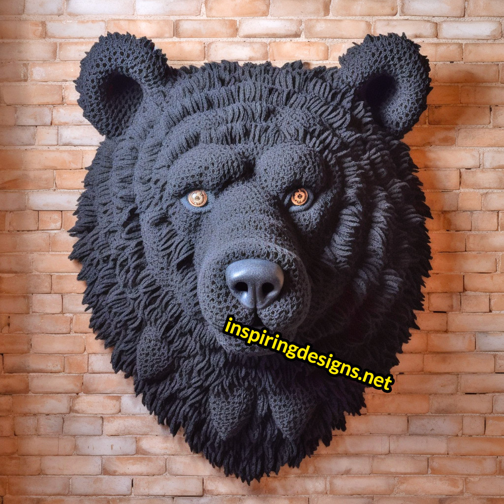 Crochet Animal Mounts - Crochet black bear mount