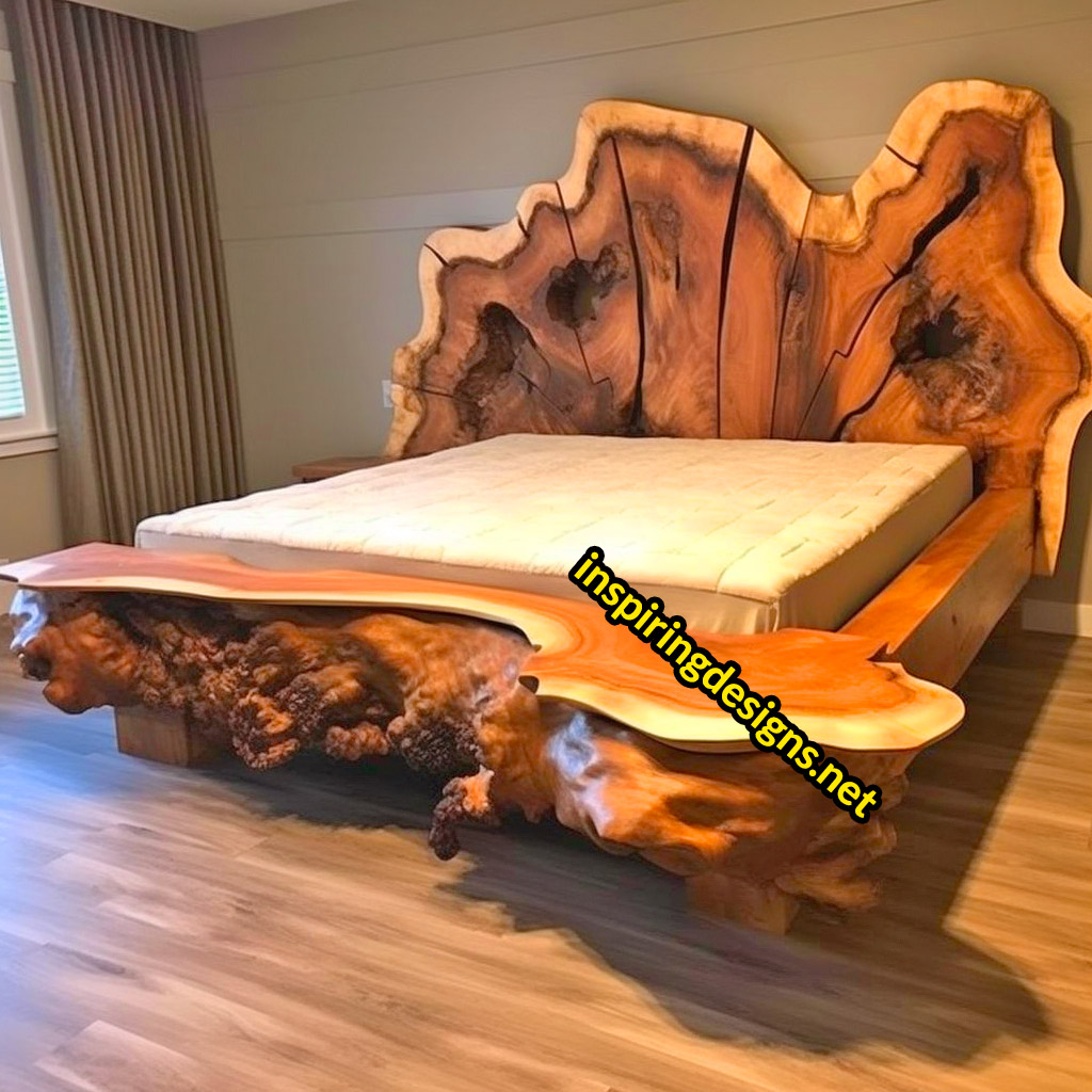 Live Edge Wood Slab Bed Frames