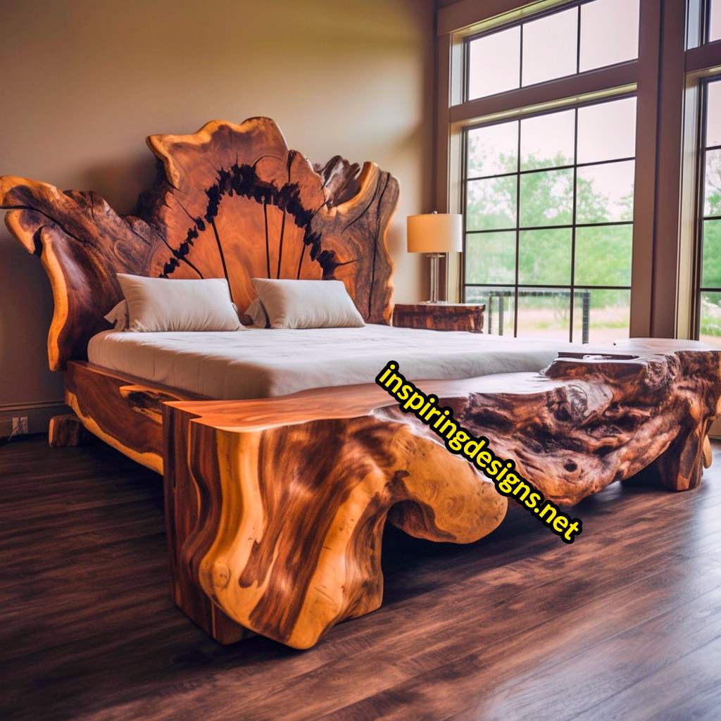 Live Edge Wood Slab Bed Frames