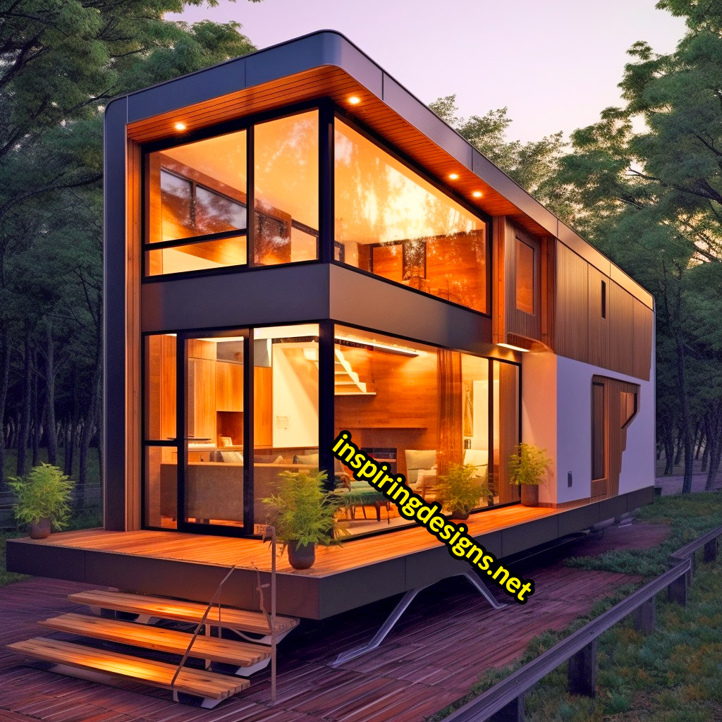 Luxury Modern Tiny Home With Huge Windows, Deck, and Balcony