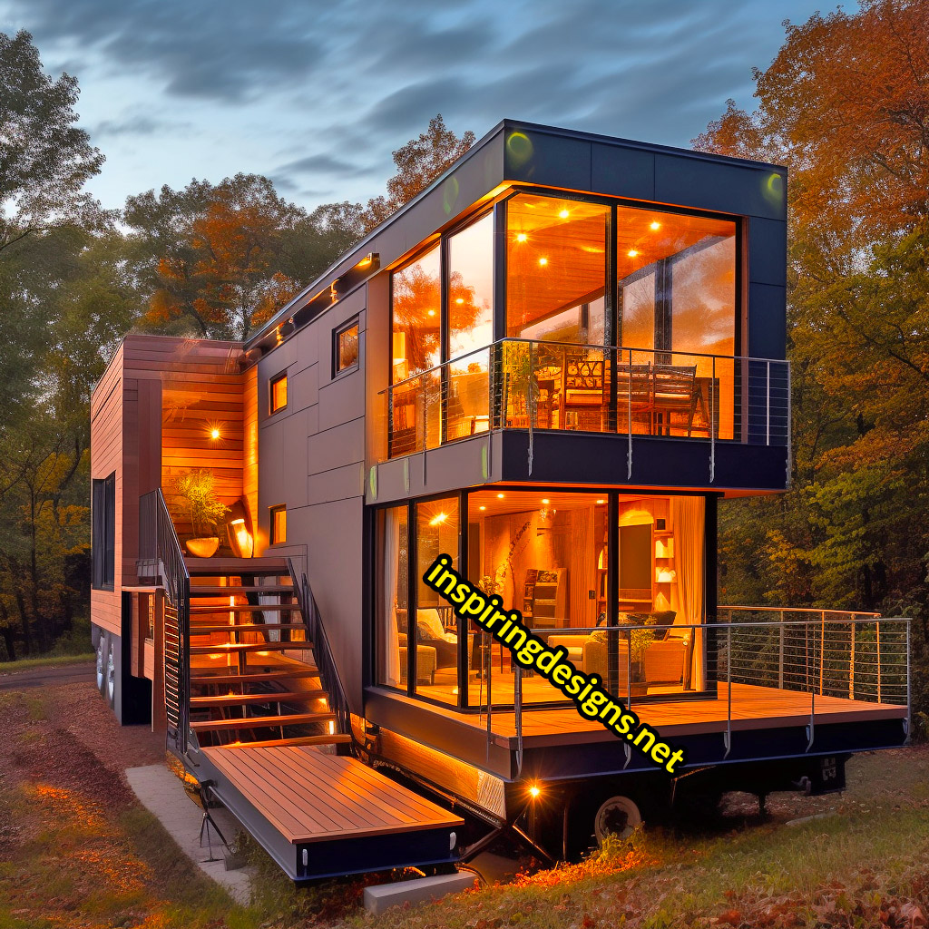 Luxury Modern Tiny Home With Huge Windows, Deck, and Balcony