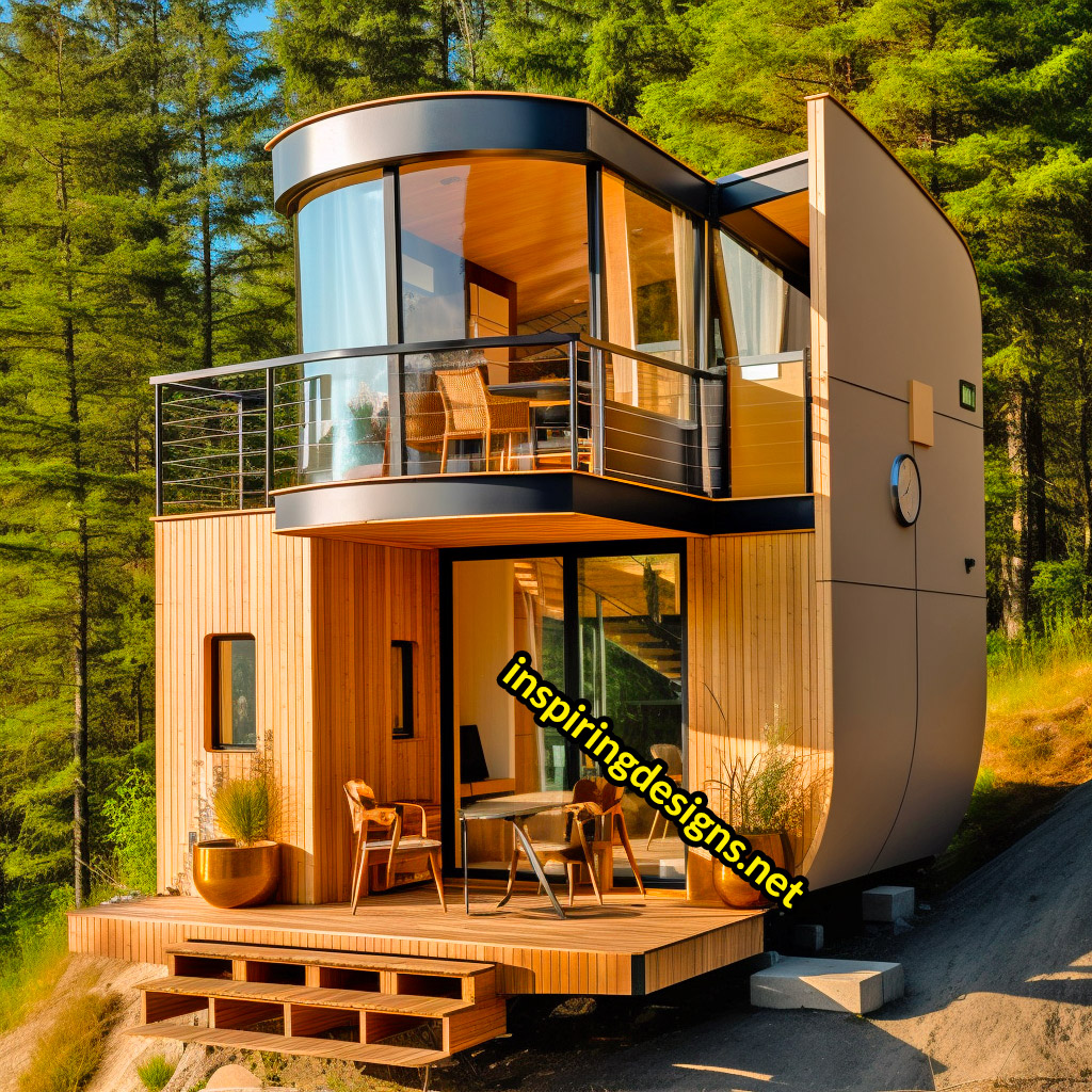 Luxury Modern Tiny Home With Huge Windows, Deck, and Balcony