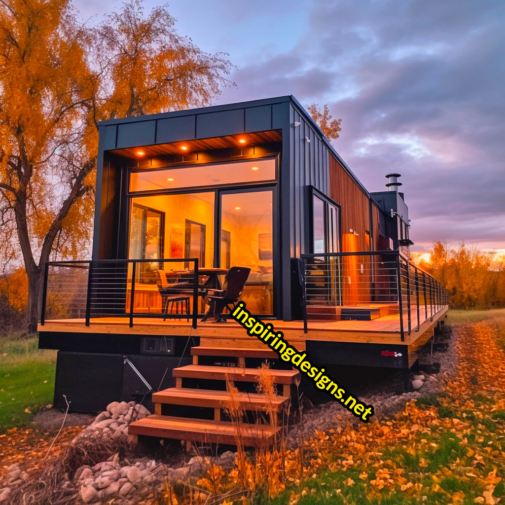 Luxury Modern Tiny Home With Huge Windows, Deck, and Balcony