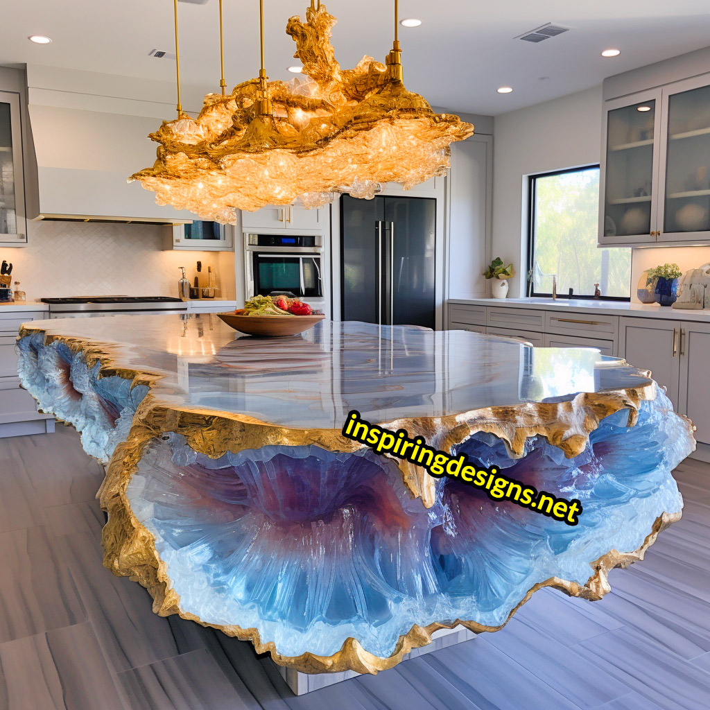 Giant Geode and Epoxy Kitchen Islands