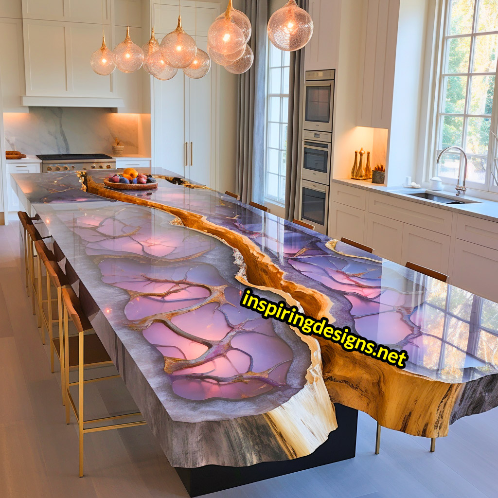 Giant Geode and Epoxy Kitchen Islands