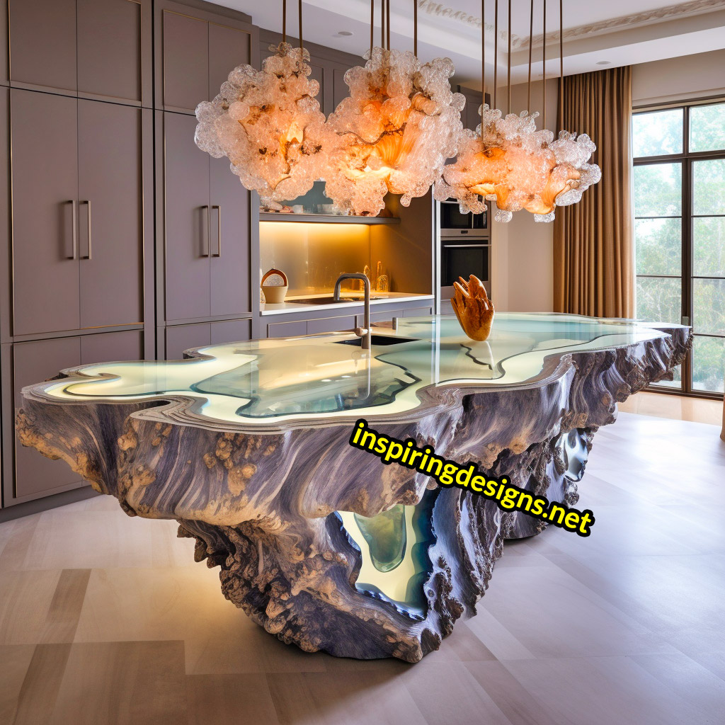 Giant Geode and Epoxy Kitchen Islands