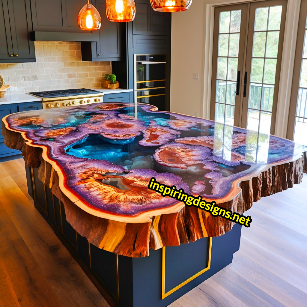 Giant Geode and Epoxy Kitchen Islands