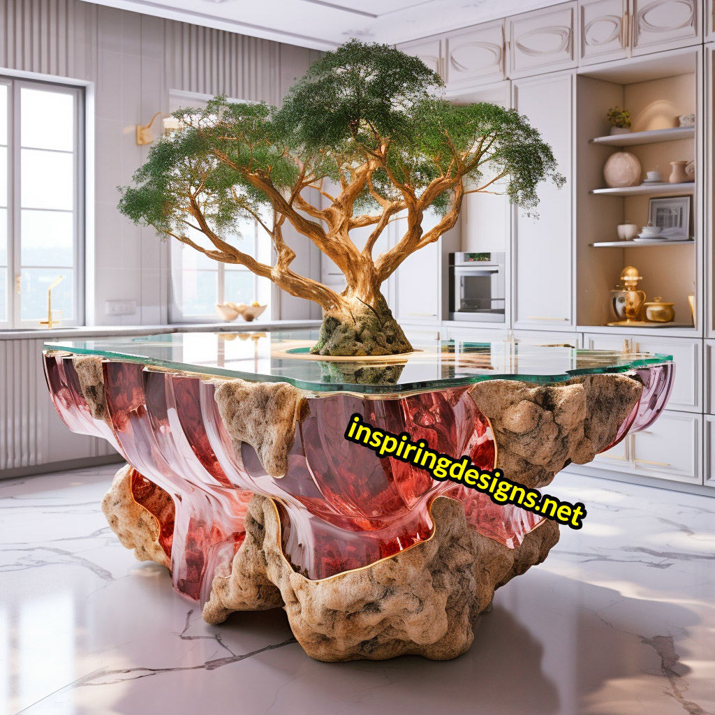 Giant Geode and Epoxy Kitchen Islands