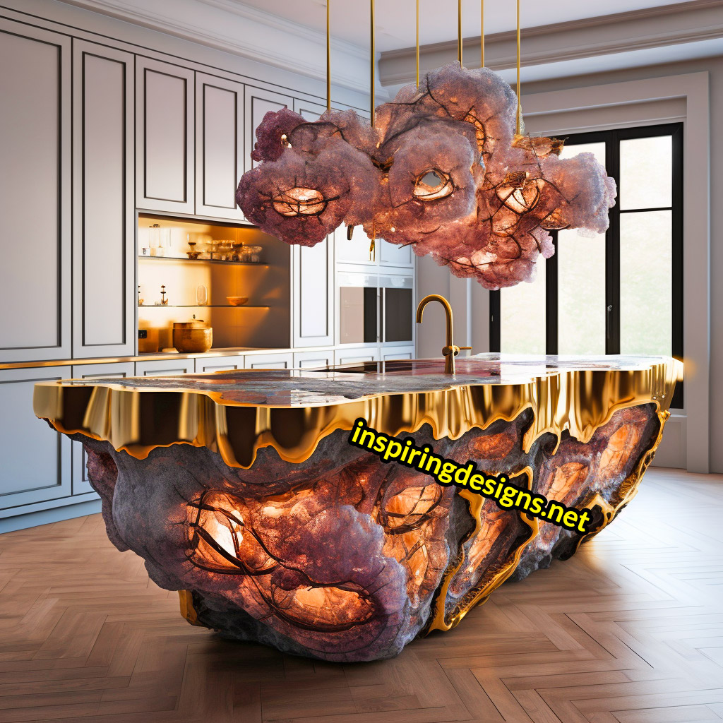 Giant Geode and Epoxy Kitchen Islands