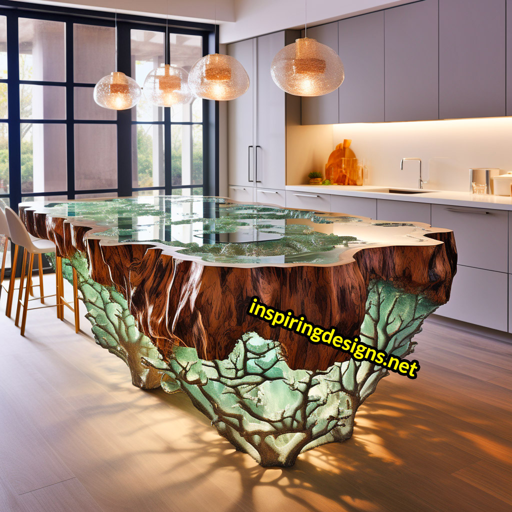 Giant Geode and Epoxy Kitchen Islands