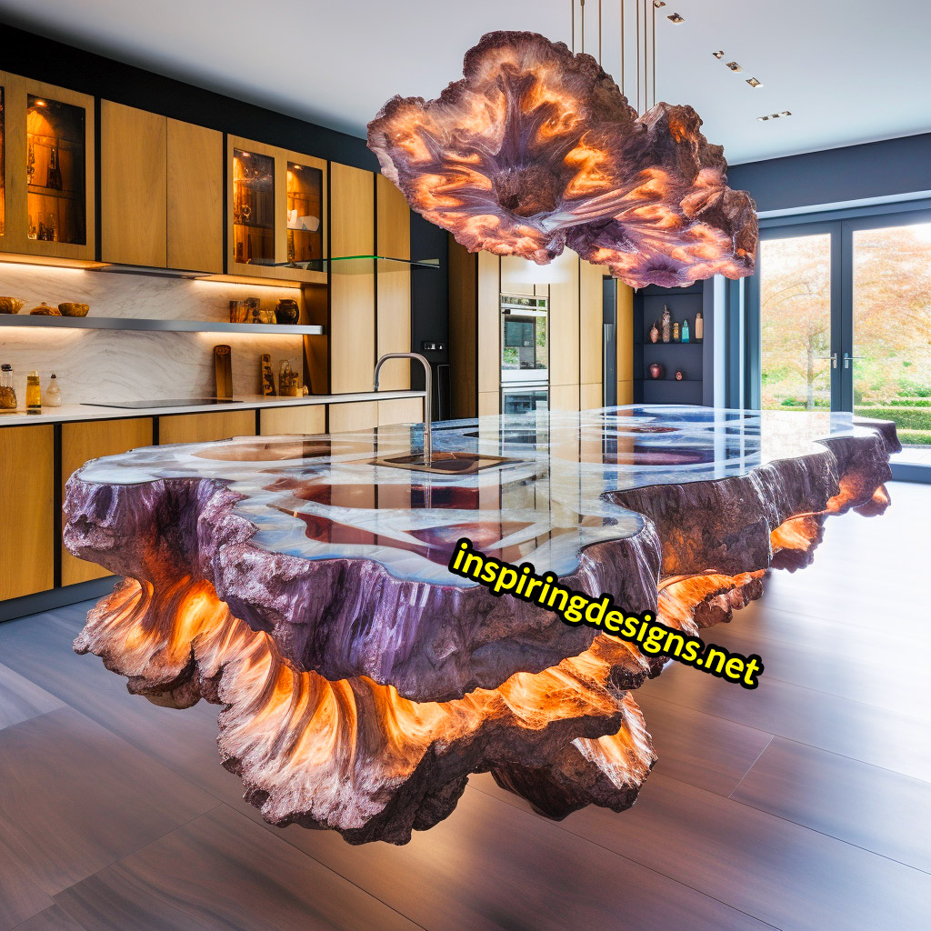 Giant Geode and Epoxy Kitchen Islands