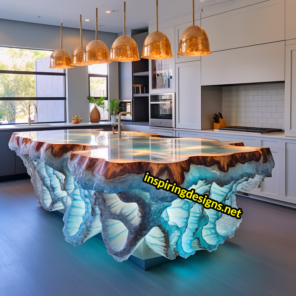 Giant Geode and Epoxy Kitchen Islands