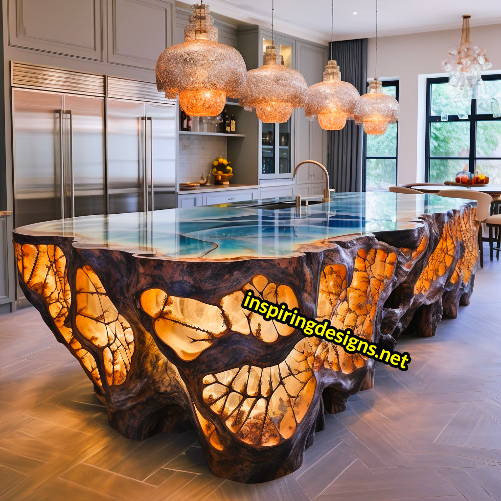 Giant Geode and Epoxy Kitchen Islands