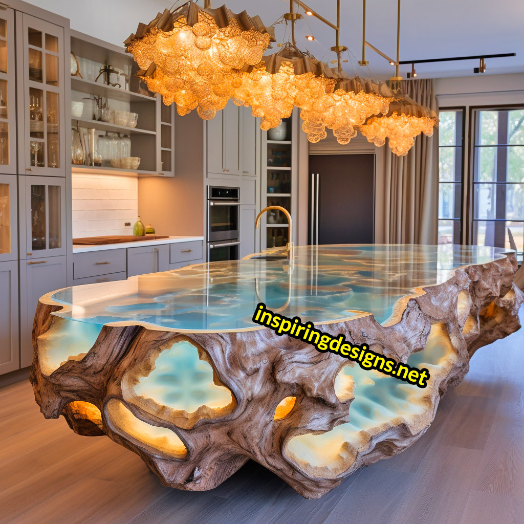 Giant Geode and Epoxy Kitchen Islands