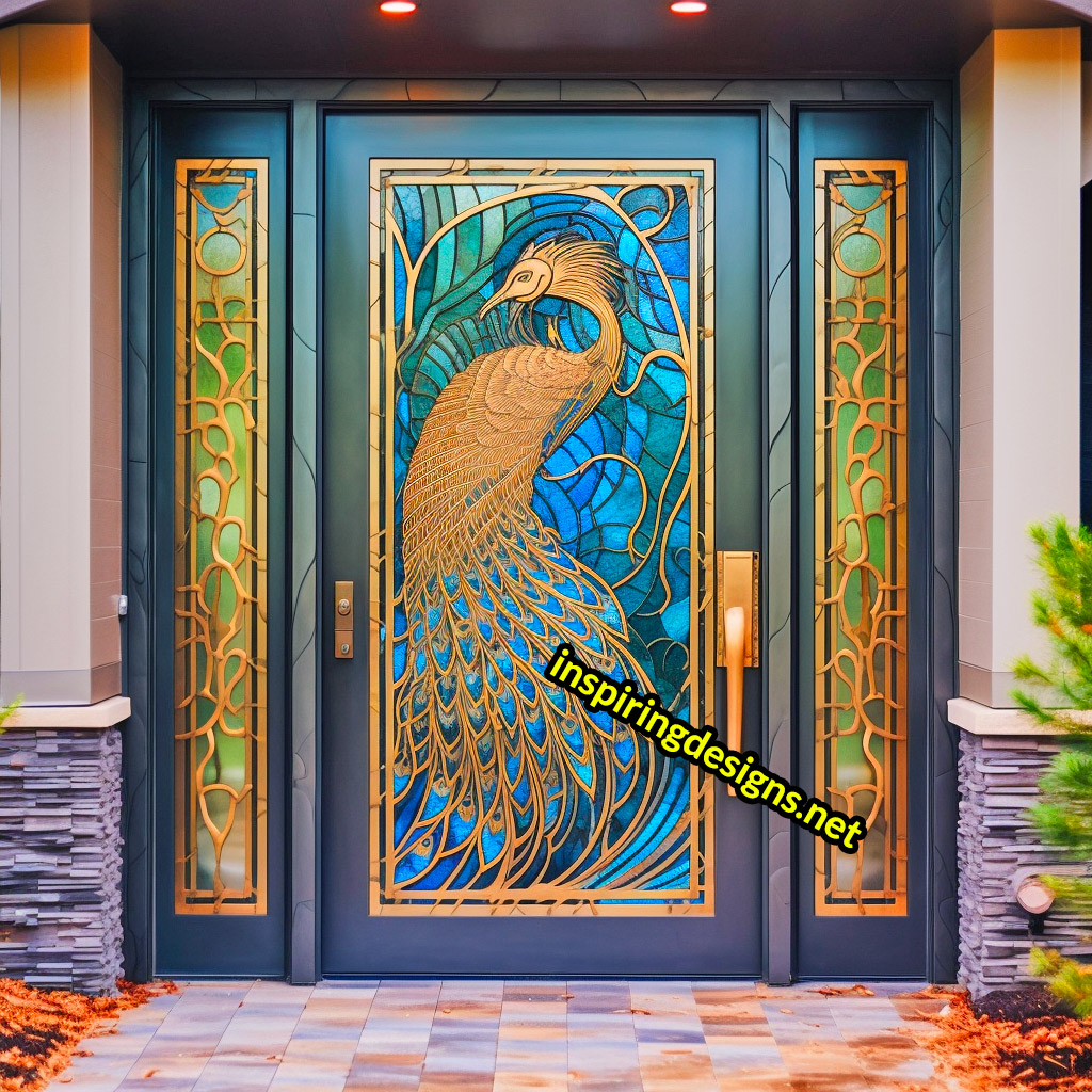 3D Animal Front Doors - Luxury Peacock Front Door