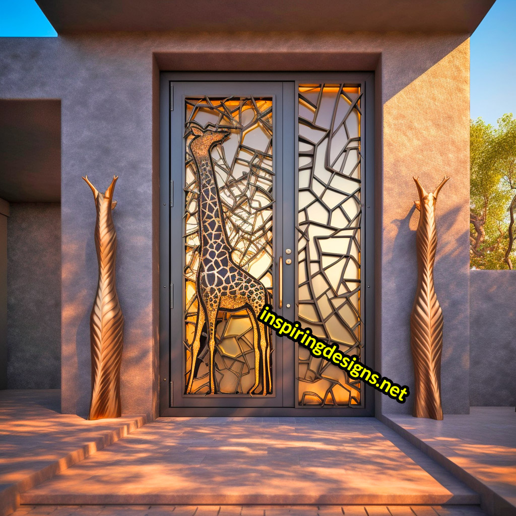 3D Animal Front Doors - Luxury Giraffe Front Door