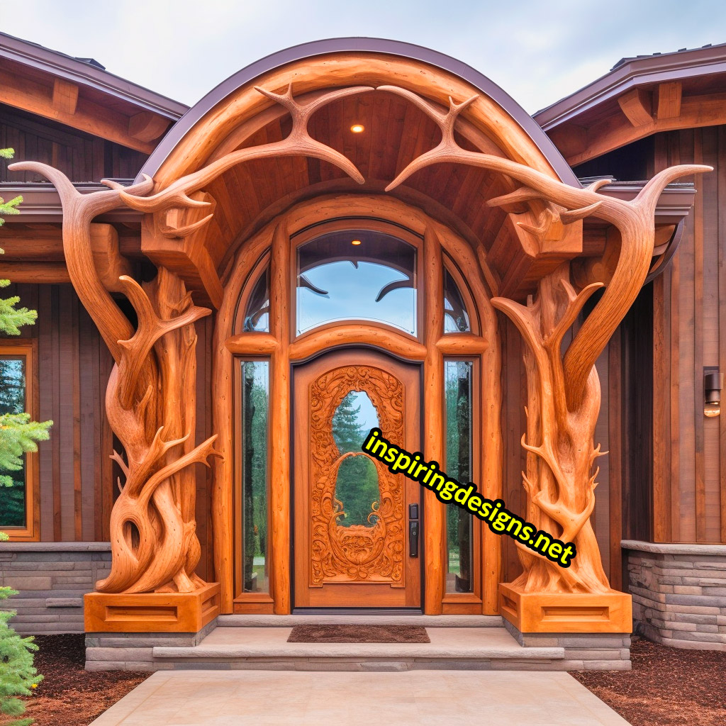 3D Animal Front Doors - Luxury Antlers Front Door