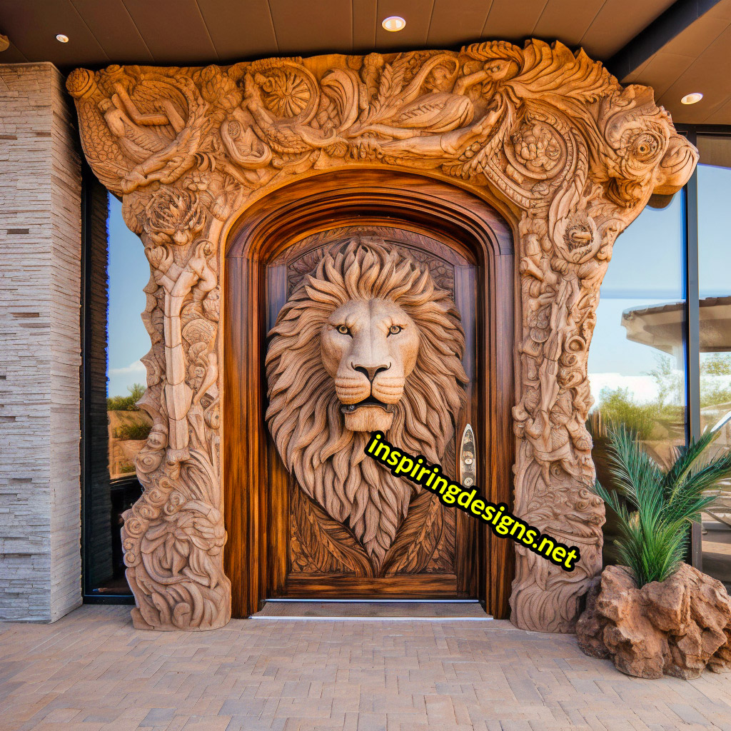 3D Animal Front Doors - Luxury Lion Front Door