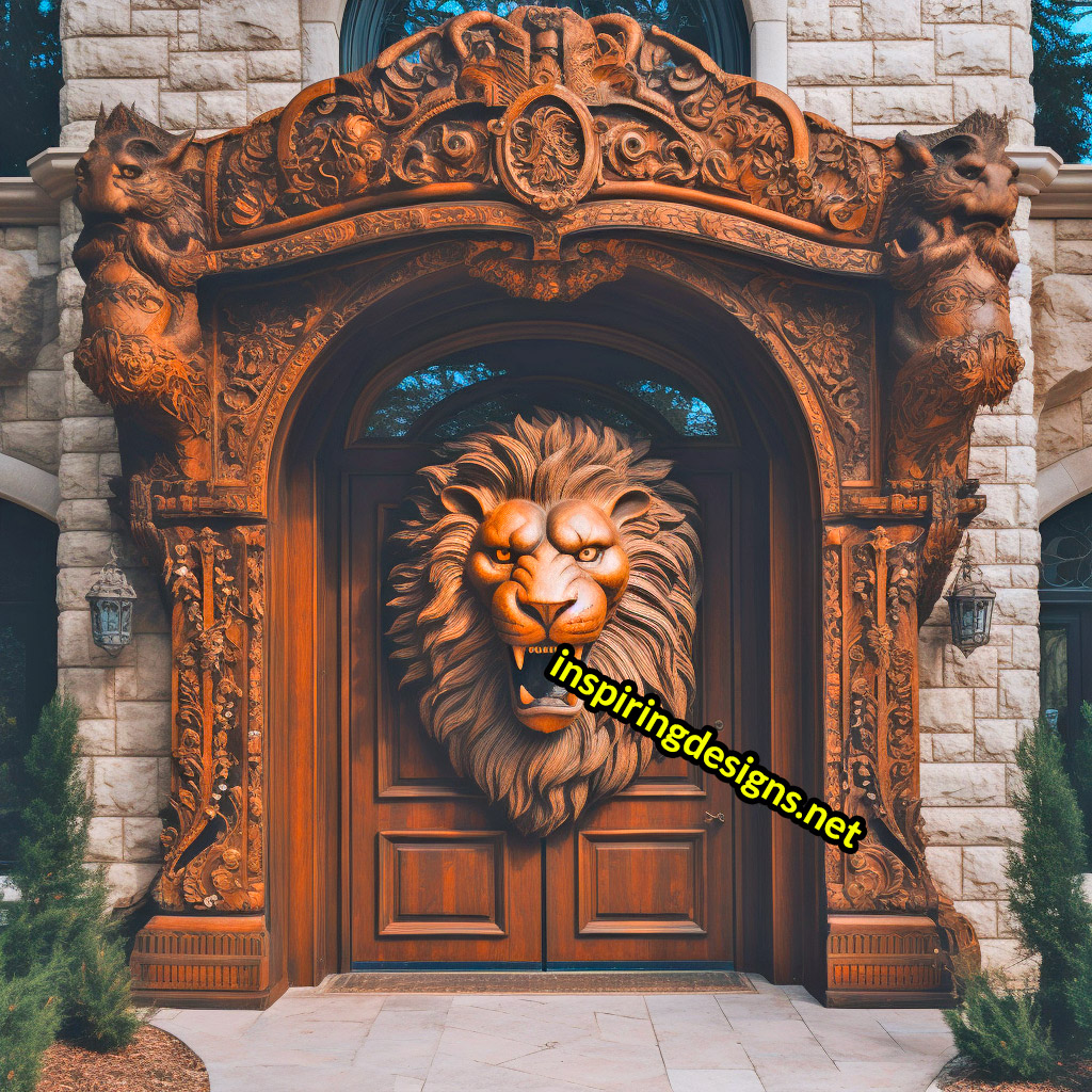 3D Animal Front Doors - Luxury Lion Front Door