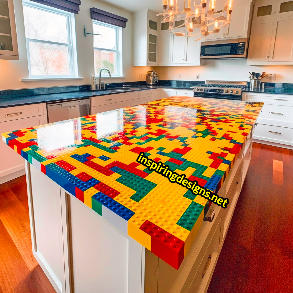 lego and epoxy kitchen island countertops